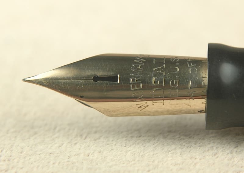 Close-up of a fountain pen nib.