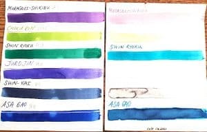 Color swatches on white paper sheets.