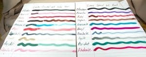 Color swatches labeled with different ink names.