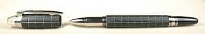 Black and silver pen with checkered pattern.