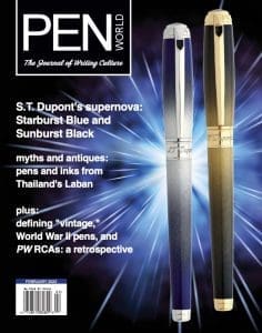 Magazine cover featuring two elegant pens.