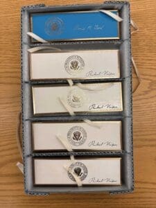 Presidential signing pens of Richard Nixon and Gerald Ford.