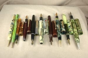 A collection of broken third-tier pens and pencils to practice and learn how to restore vintage pens and pencils.